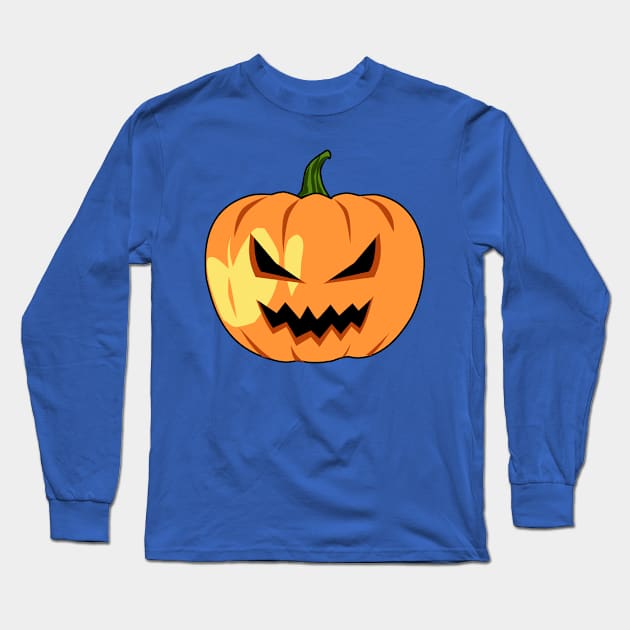 Halloween Creepy Pumpkin Face Long Sleeve T-Shirt by denip